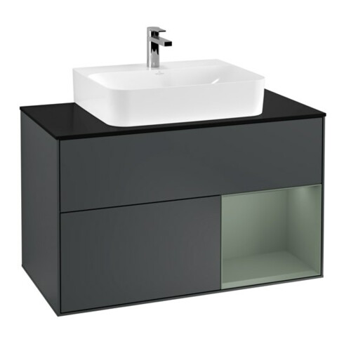 V&B Waschtischunterschrank Finion 100, Pl b m, Rg r Ol m Lac, md bl. m Lac