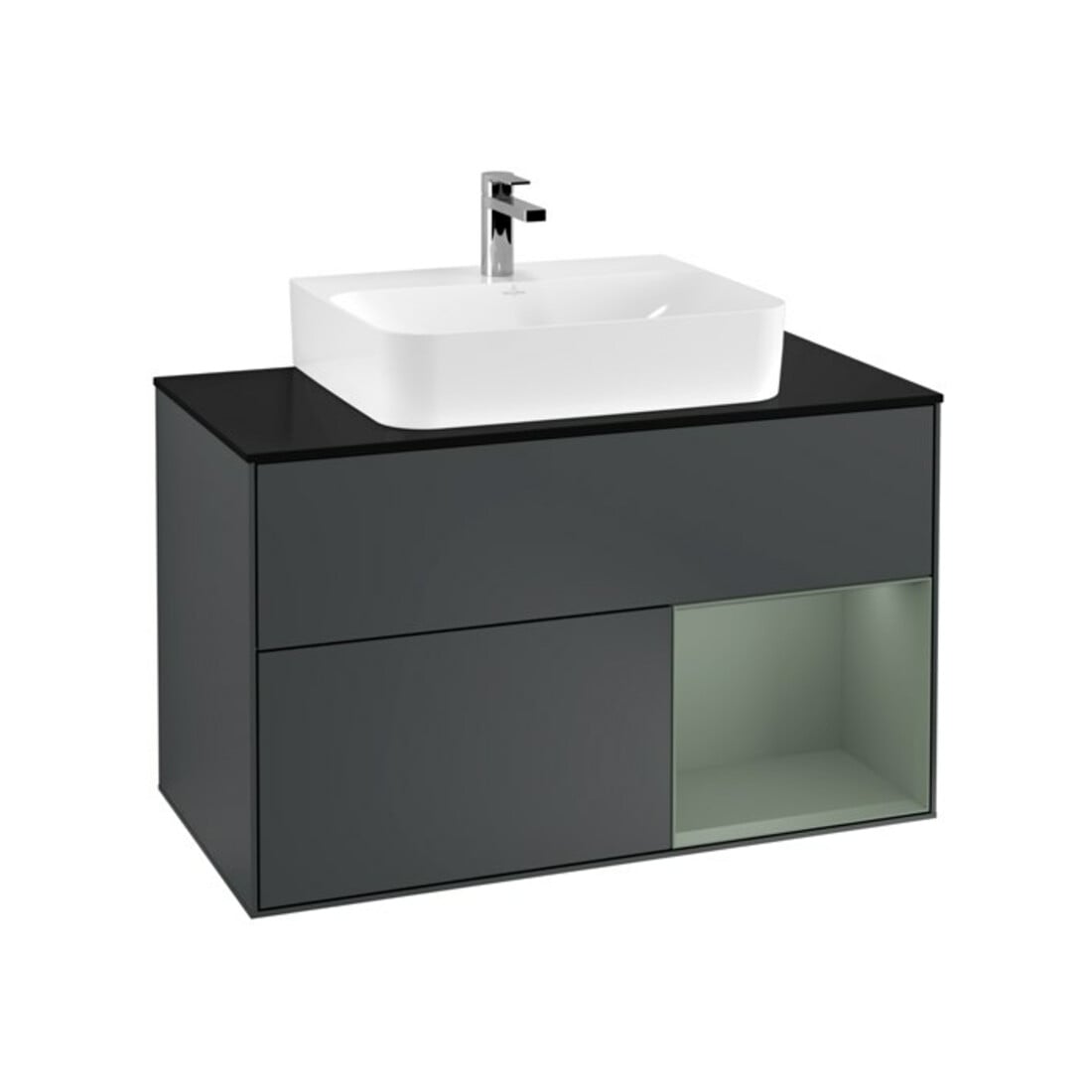 V&B Waschtischunterschrank Finion 100, Pl b m, Rg r Ol m Lac, md bl. m Lac