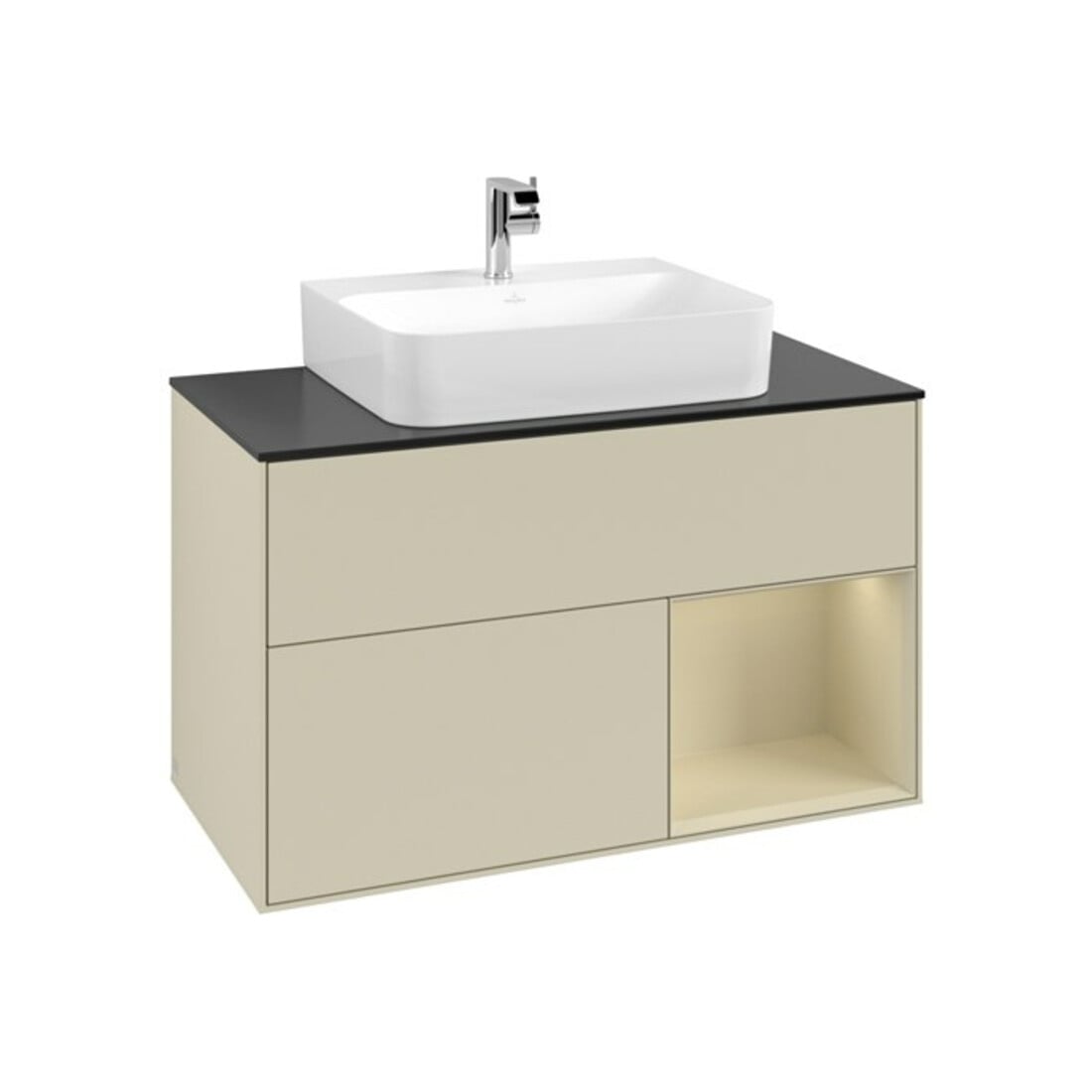 V&B Waschtischunterschrank Finion 100, Pl b m, Rg r si G m La, si Gr m Lac