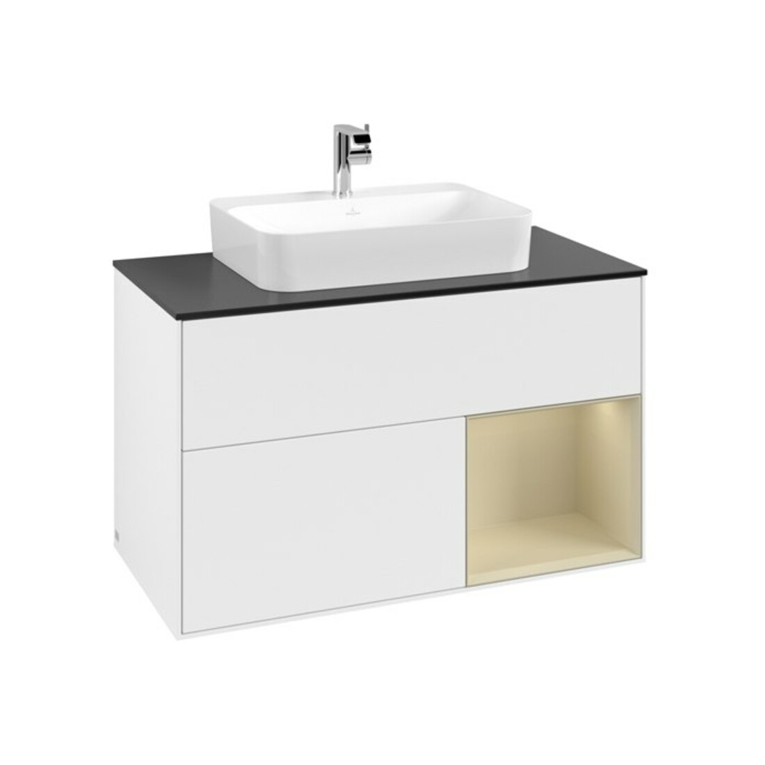 V&B Waschtischunterschrank Finion 100, Pl b m, Rg r si Gr m Lac, wh. m Lac