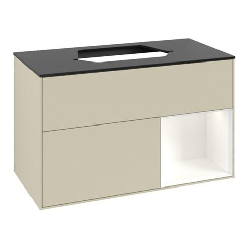 V&B Waschtischunterschrank Finion 100, Pl b m, Rg r wh. m Lac, si Gr m Lac