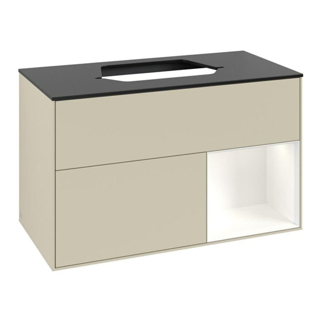 V&B Waschtischunterschrank Finion 100, Pl b m, Rg r wh. m Lac, si Gr m Lac