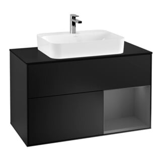 V&B Waschtischunterschrank Finion 100, Pl b m, Rg re Anthrac. m, bla m Lac