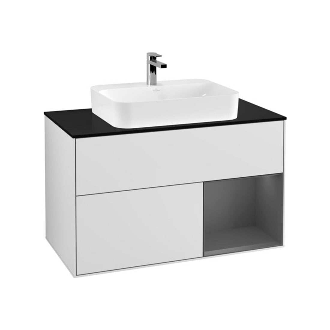 V&B Waschtischunterschrank Finion 100, Pl b m, Rg re Anthrac. m, wh. m Lac