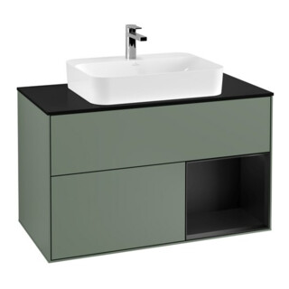V&B Waschtischunterschrank Finion 100, Pl b m, Rg re bla m Lac, Oli. m Lac