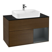 V&B Waschtischunterschrank Finion 100, Pl b m, Rg re md bl. m Lac, wal ven