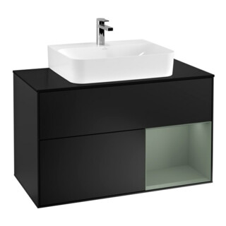 V&B Waschtischunterschrank Finion 100, Pl b m, Rg re Oli. m Lac, bla m Lac