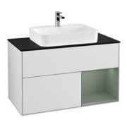 V&B Waschtischunterschrank Finion 100, Pl b m, Rg re Oli. m Lac, wh. m Lac