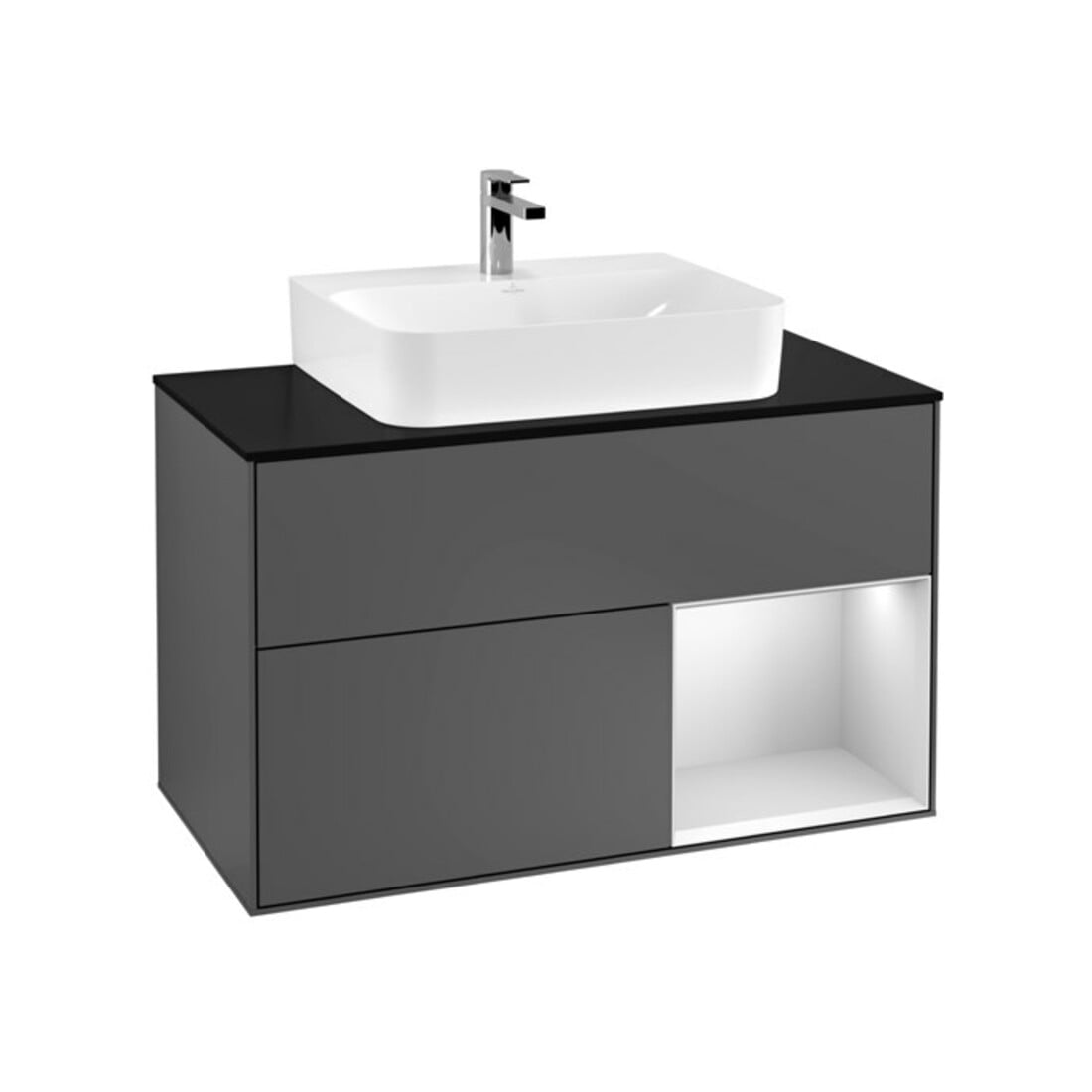V&B Waschtischunterschrank Finion 100, Pl b m, Rg re wh. m Lac, Anthrac. m