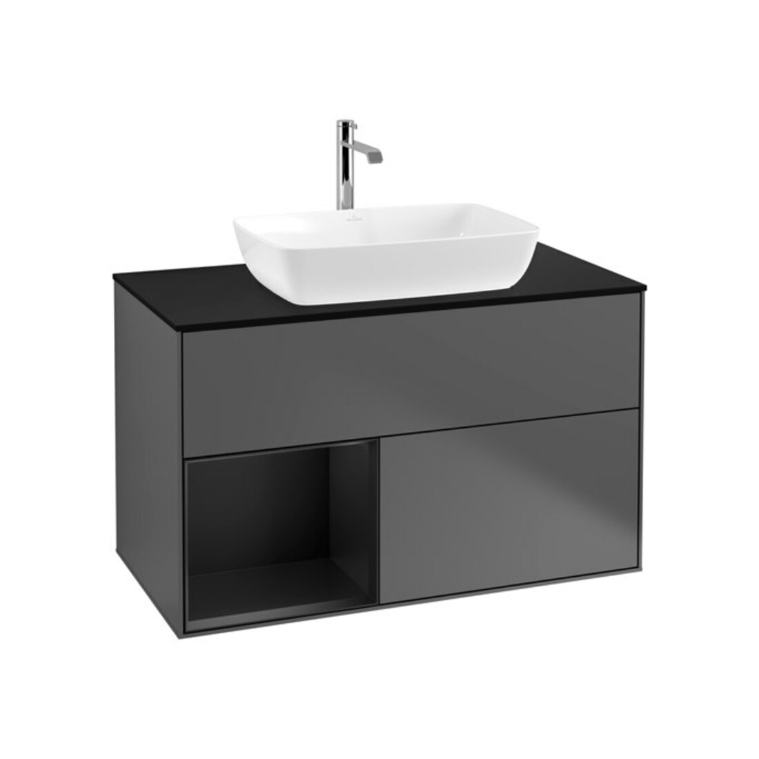 V&B Waschtischunterschrank Finion 100, Pl bla m, Reg bla m Lac, Anthrac. m