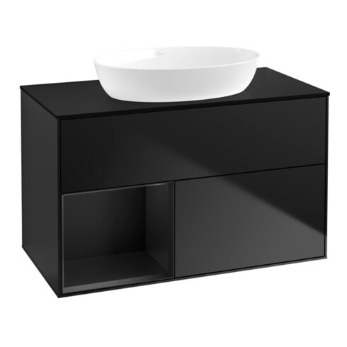 V&B Waschtischunterschrank Finion 100, Pl bla m, Reg bla m Lac, bla m Lac