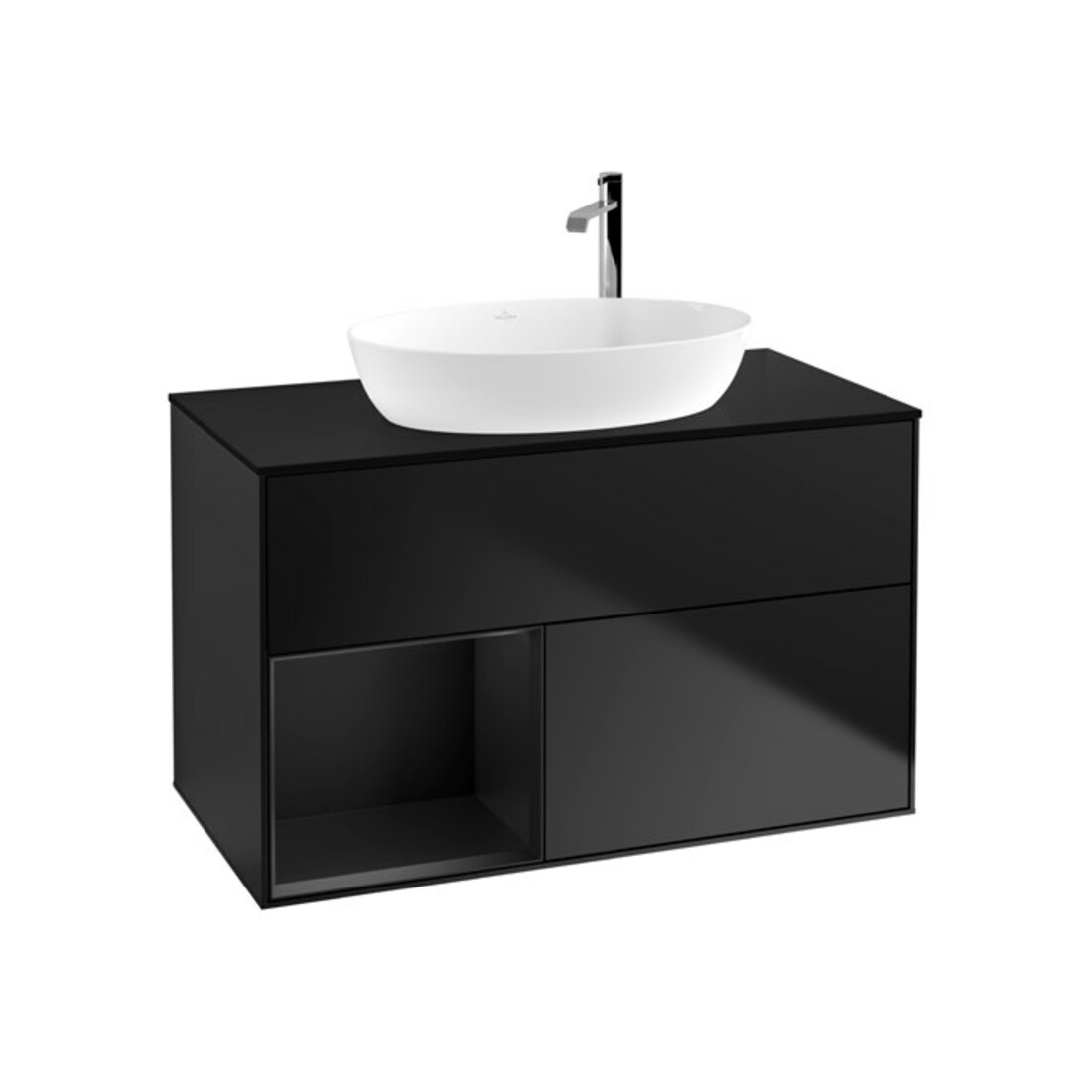 V&B Waschtischunterschrank Finion 100, Pl bla m, Reg bla m Lac, bla m Lac