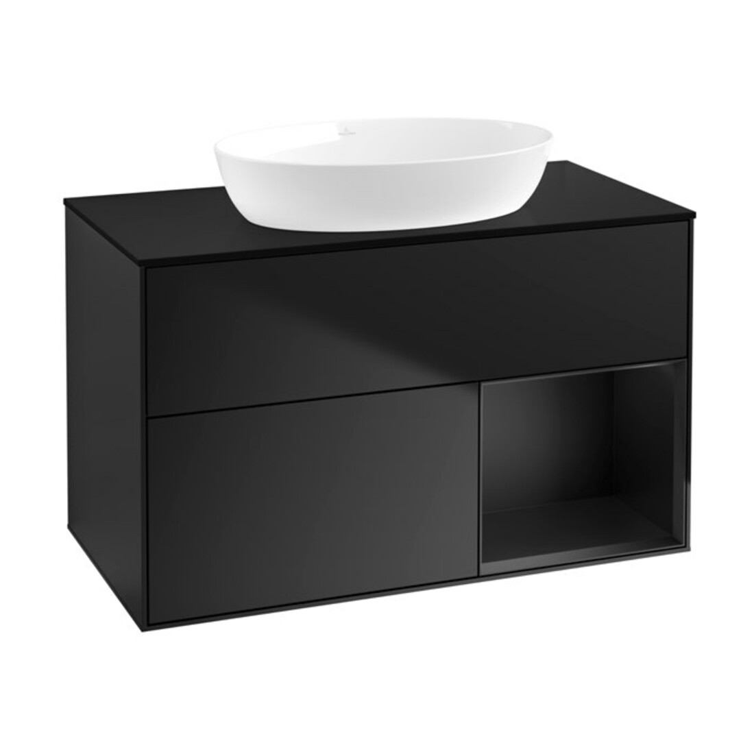 V&B Waschtischunterschrank Finion 100, Pl bla m, Reg bla m Lac, bla m Lac