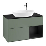 V&B Waschtischunterschrank Finion 100, Pl bla m, Reg bla m Lac, Oli. m Lac