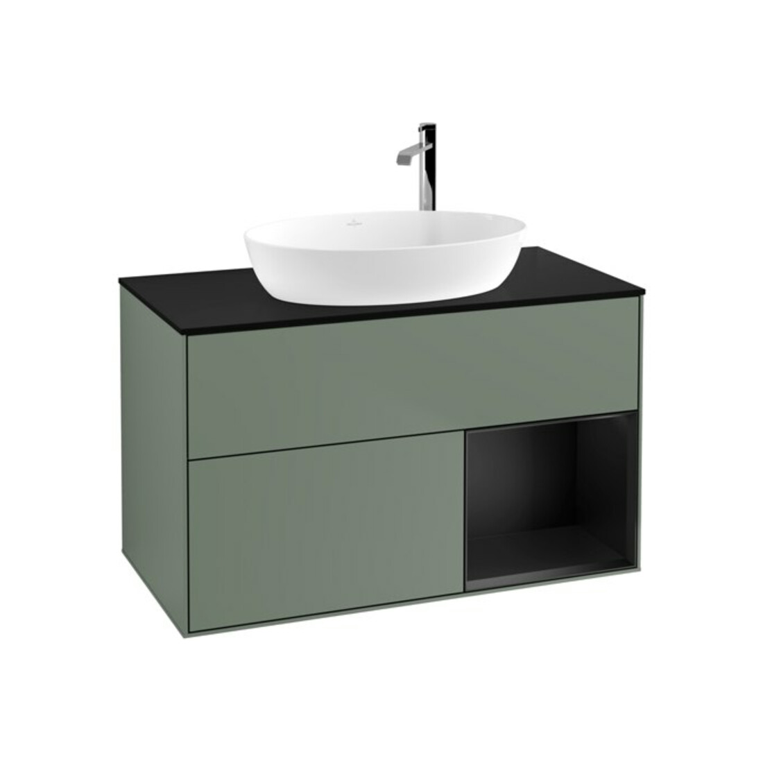 V&B Waschtischunterschrank Finion 100, Pl bla m, Reg bla m Lac, Oli. m Lac