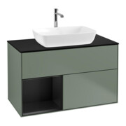 V&B Waschtischunterschrank Finion 100, Pl bla m, Reg bla m Lac, Oli. m Lac