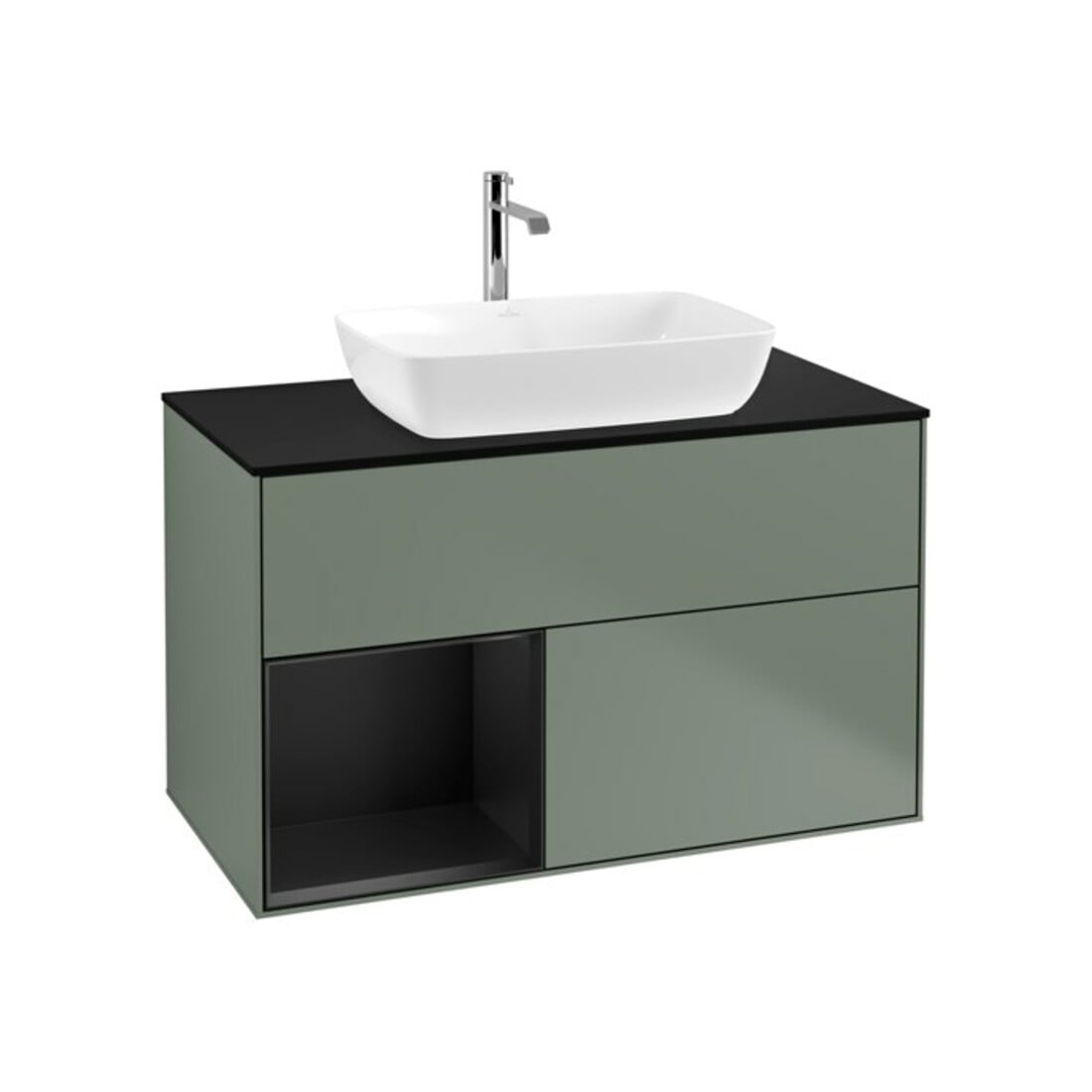 V&B Waschtischunterschrank Finion 100, Pl bla m, Reg bla m Lac, Oli. m Lac
