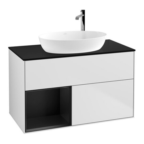 V&B Waschtischunterschrank Finion 100, Pl bla m, Reg bla m Lac, wh. m Lac