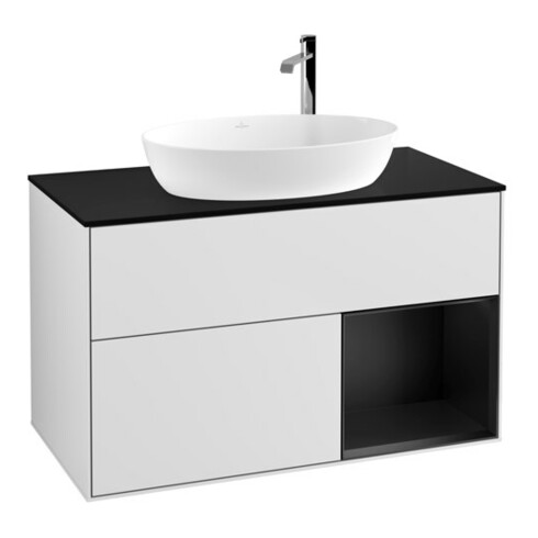 V&B Waschtischunterschrank Finion 100, Pl bla m, Reg bla m Lac, wh. m Lac