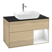 V&B Waschtischunterschrank Finion 100, Pl bla m, Reg glo wh. Lac, Oa ven