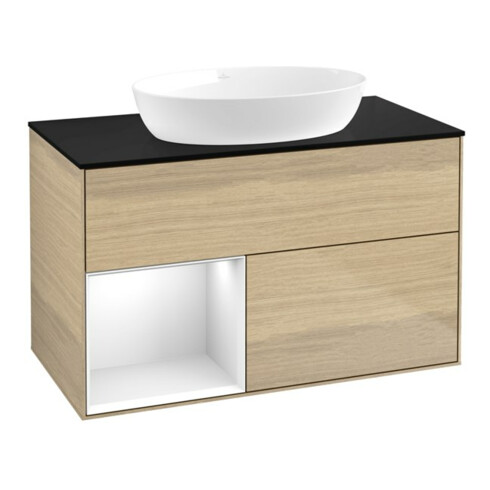 V&B Waschtischunterschrank Finion 100, Pl bla m, Reg glo wh. Lac, Oa ven