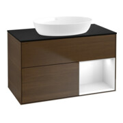 V&B Waschtischunterschrank Finion 100, Pl bla m, Reg glo wh. Lac, wal ven