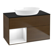 V&B Waschtischunterschrank Finion 100, Pl bla m, Reg glo wh. Lac, wal ven