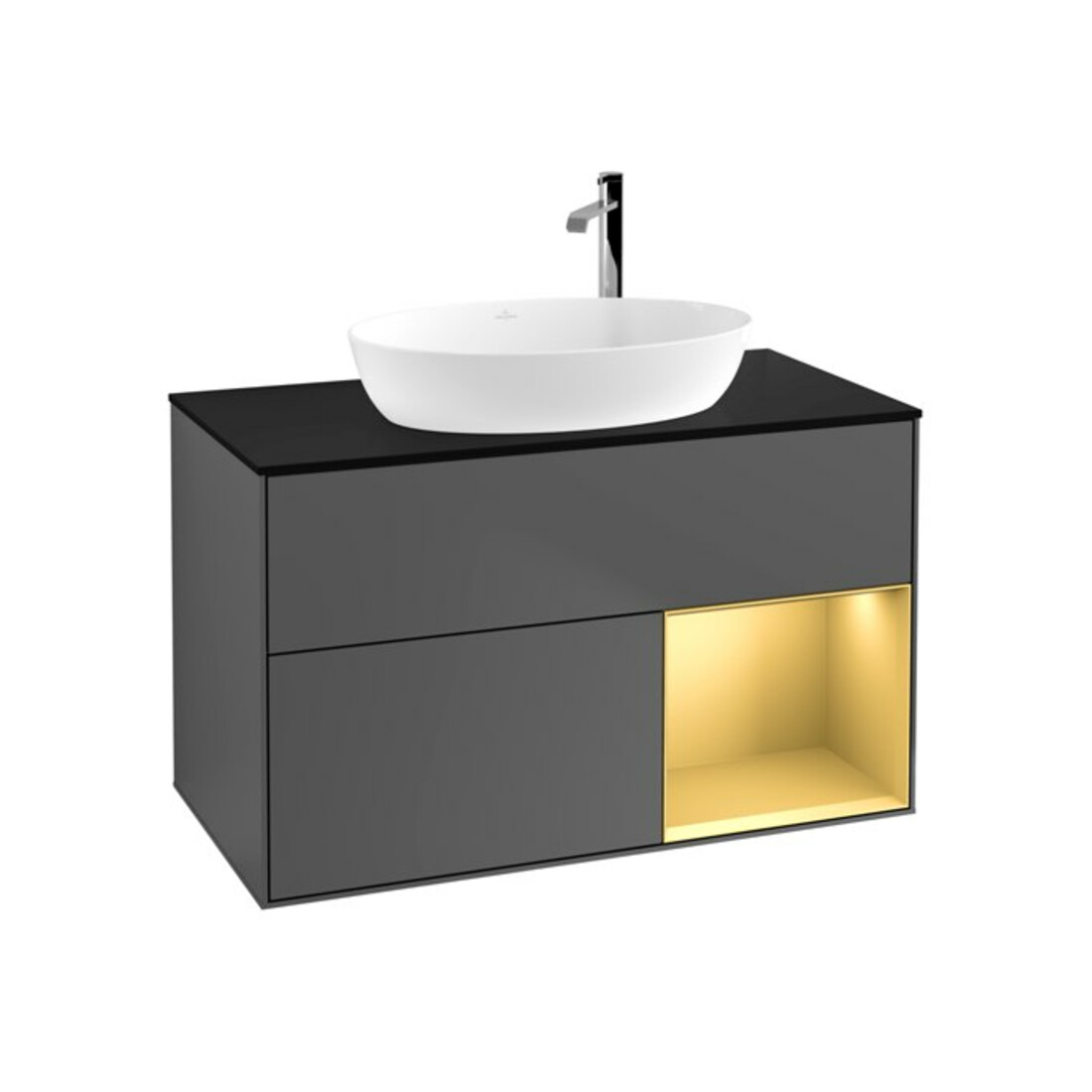 V&B Waschtischunterschrank Finion 100, Pl bla m, Reg gol m Lac, Anthrac. m