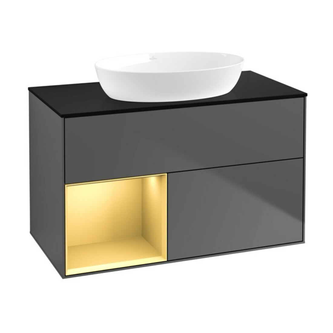 V&B Waschtischunterschrank Finion 100, Pl bla m, Reg gol m Lac, Anthrac. m