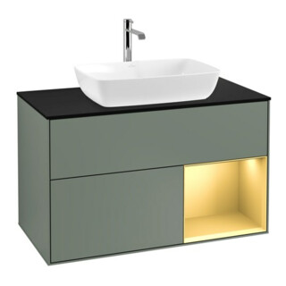 V&B Waschtischunterschrank Finion 100, Pl bla m, Reg gol m Lac, Oli. m Lac