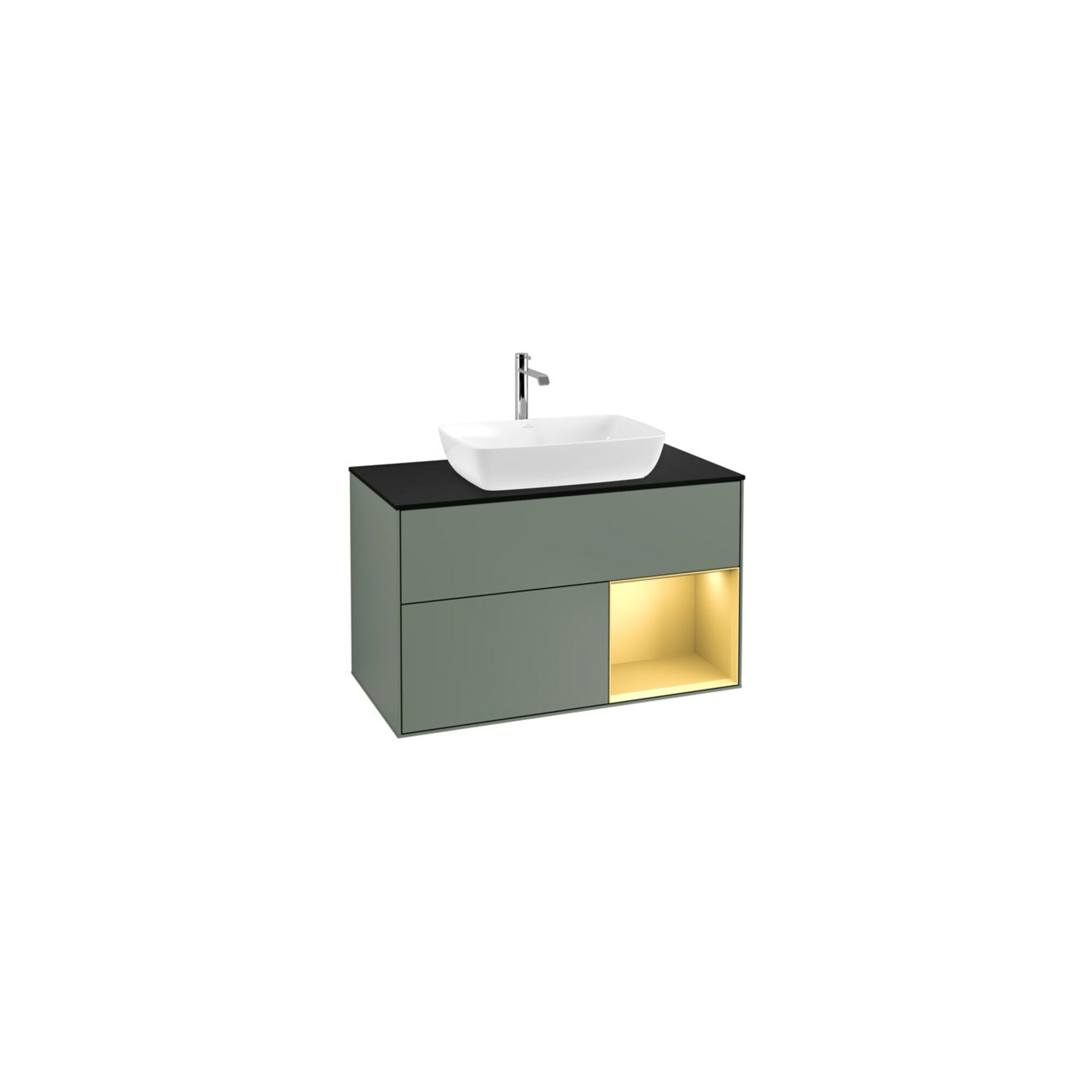 V&B Waschtischunterschrank Finion 100, Pl bla m, Reg gol m Lac, Oli. m Lac ; Villeroy & Boch