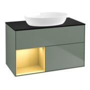 V&B Waschtischunterschrank Finion 100, Pl bla m, Reg gol m Lac, Oli. m Lac