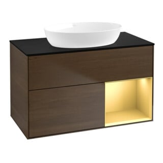 V&B Waschtischunterschrank Finion 100, Pl bla m, Reg gol m Lac, wal ven