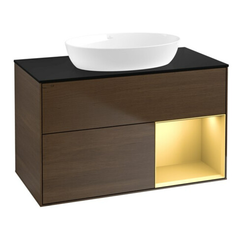 V&B Waschtischunterschrank Finion 100, Pl bla m, Reg gol m Lac, wal ven