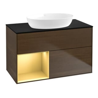 V&B Waschtischunterschrank Finion 100, Pl bla m, Reg gol m Lac, wal ven