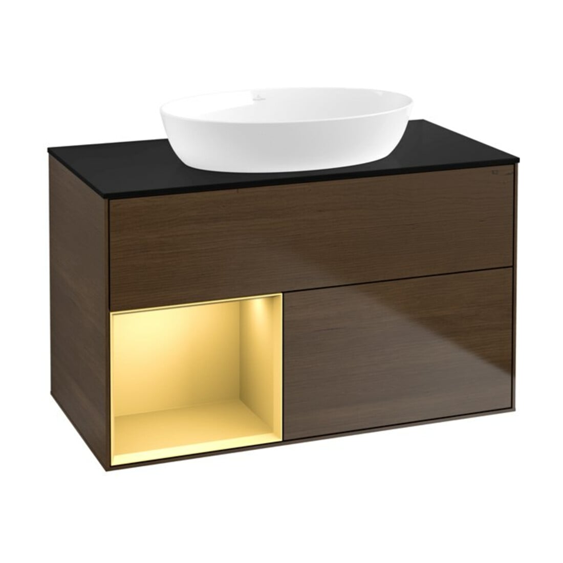 V&B Waschtischunterschrank Finion 100, Pl bla m, Reg gol m Lac, wal ven