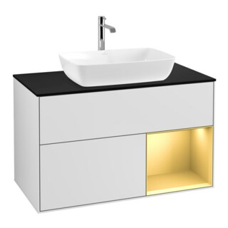 V&B Waschtischunterschrank Finion 100, Pl bla m, Reg gol m Lac, wh. m Lac