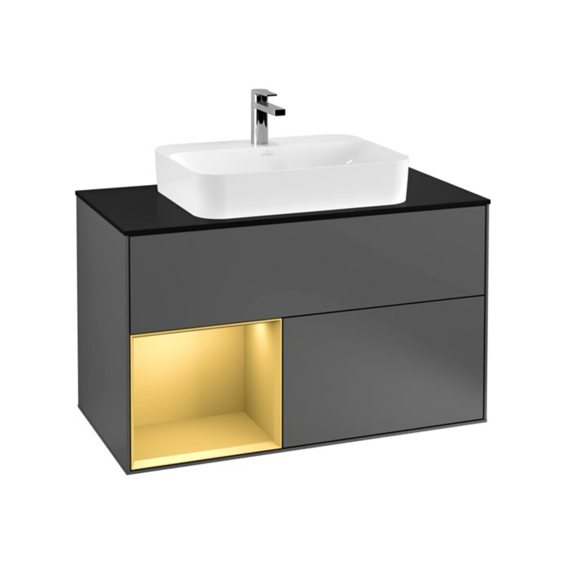 V&B Waschtischunterschrank Finion 100, Pl bla m, Reg li gol m, Anthrac. m