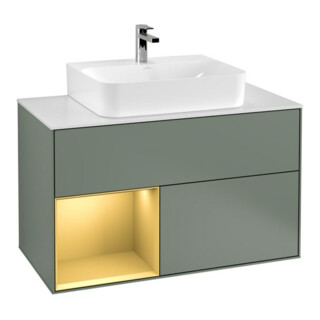 V&B Waschtischunterschrank Finion 100, Pl bla m, Reg li gol m, Oli. m Lac