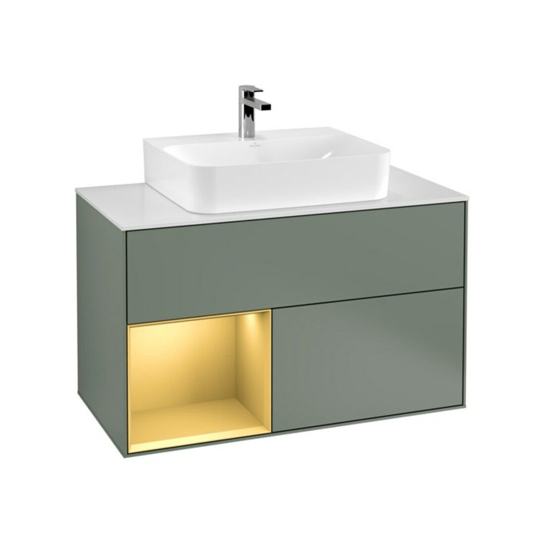 V&B Waschtischunterschrank Finion 100, Pl bla m, Reg li gol m, Oli. m Lac