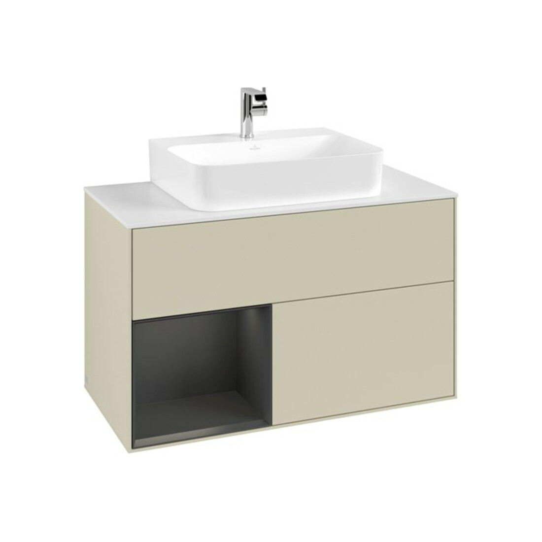V&B Waschtischunterschrank Finion 100, Pl bla m, Reg li gol m, si Gr m Lac
