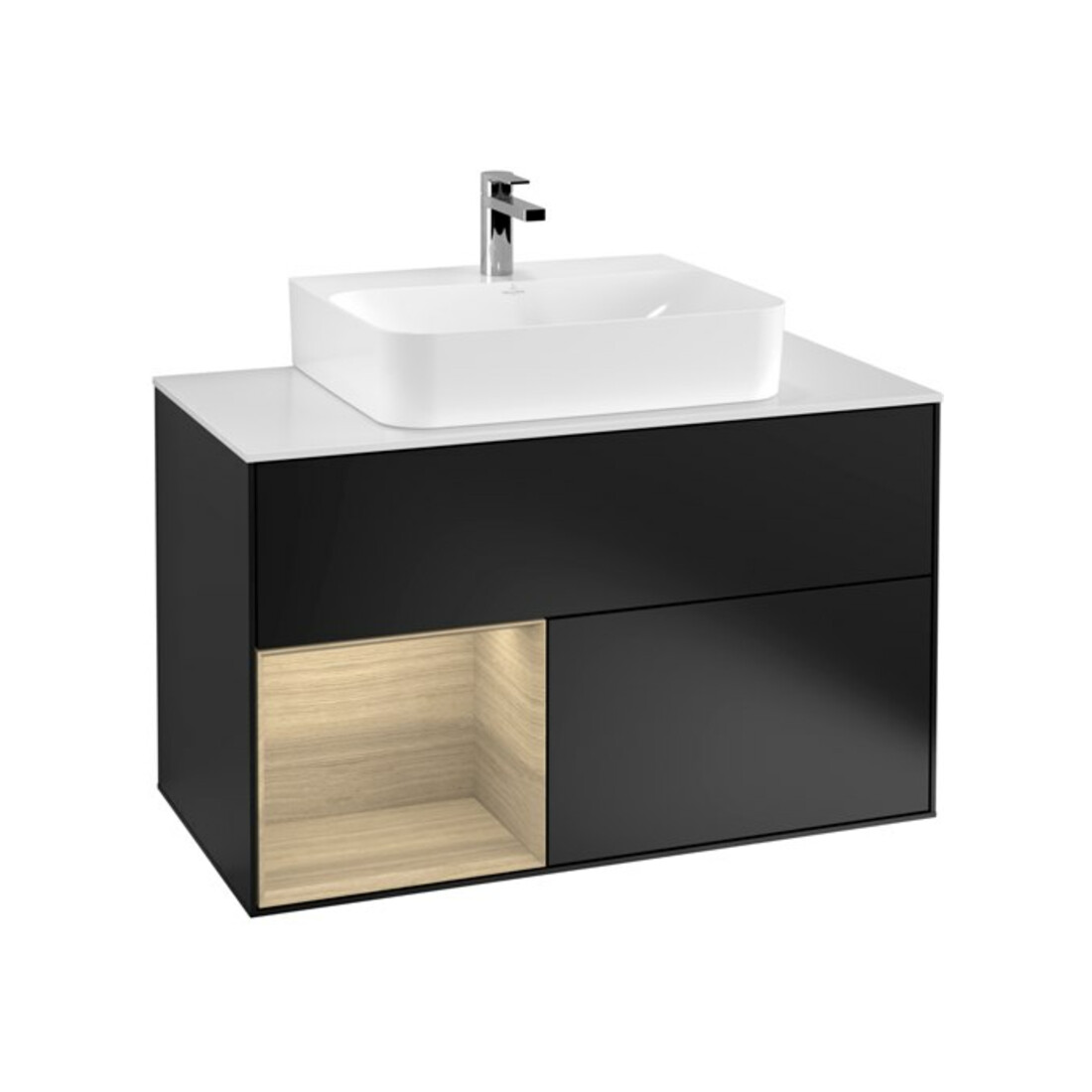 V&B Waschtischunterschrank Finion 100, Pl bla m, Reg li Oa ven, bla m Lac