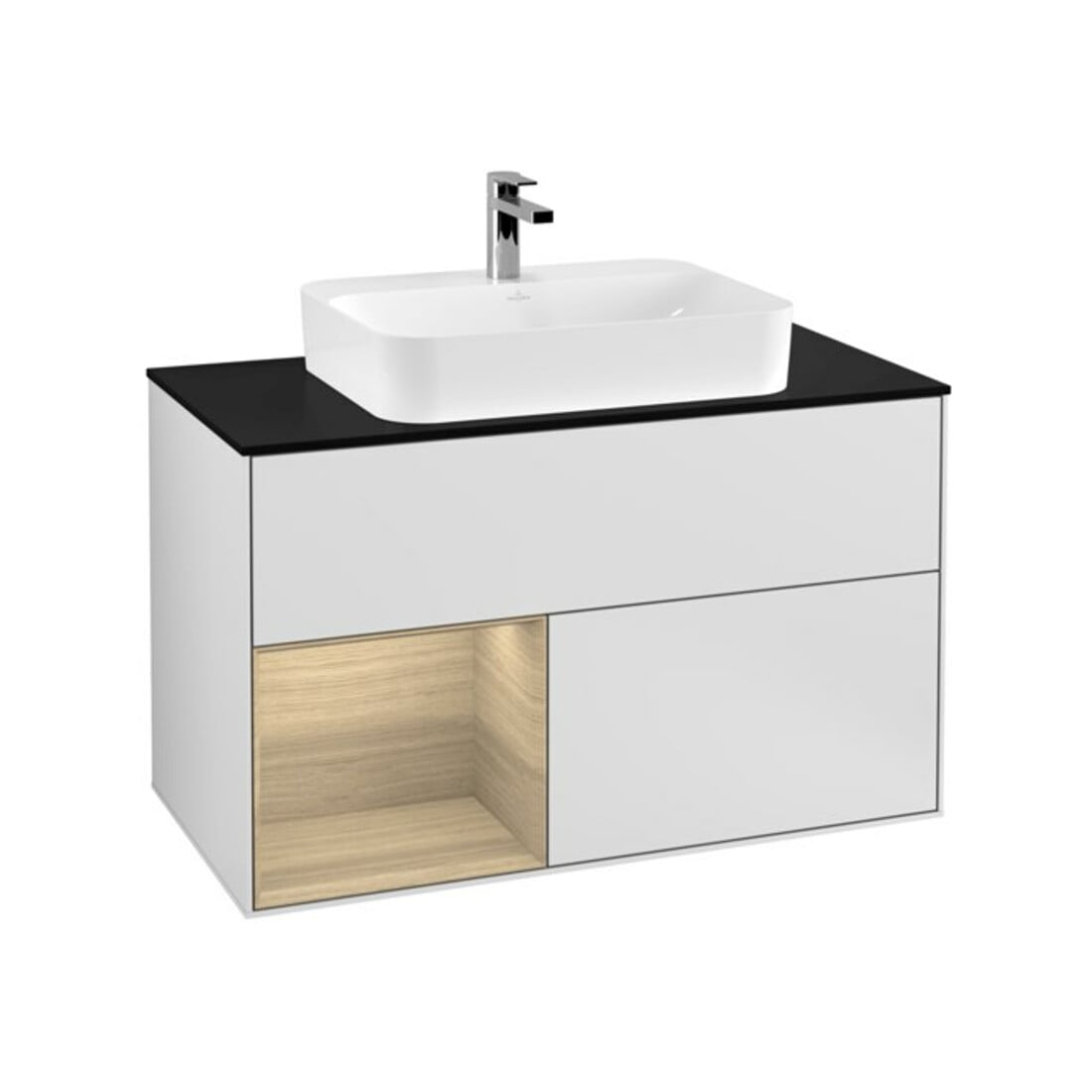V&B Waschtischunterschrank Finion 100, Pl bla m, Reg li Oa ven, wh. m Lac