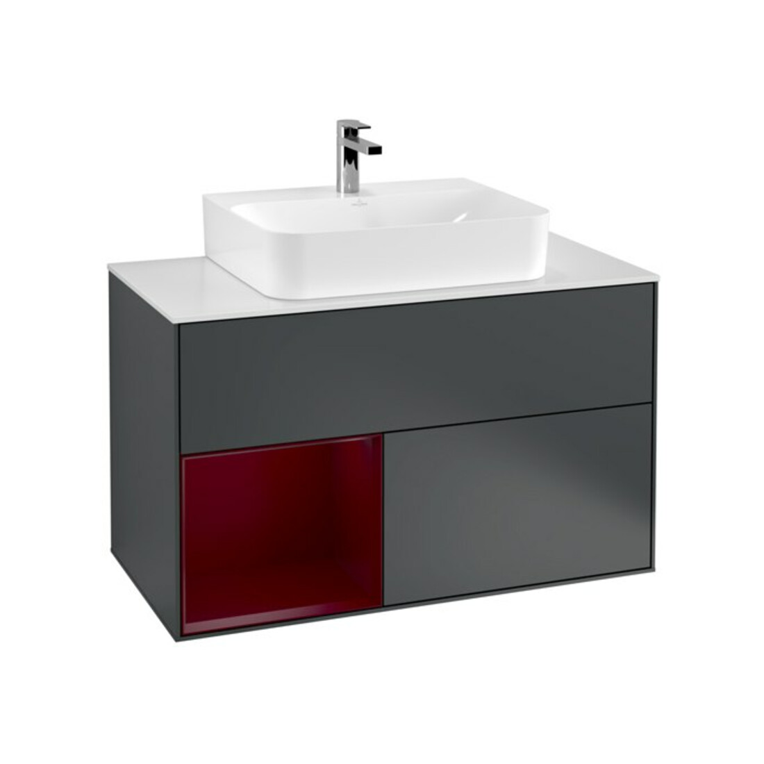V&B Waschtischunterschrank Finion 100, Pl bla m, Reg li Peo, md bl. m Lac