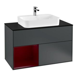 V&B Waschtischunterschrank Finion 100, Pl bla m, Reg li Peo, md bl. m Lac