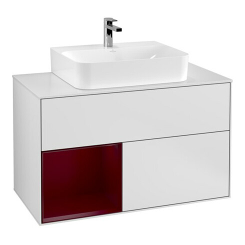 V&B Waschtischunterschrank Finion 100, Pl bla m, Reg li Peo, wh. m Lac