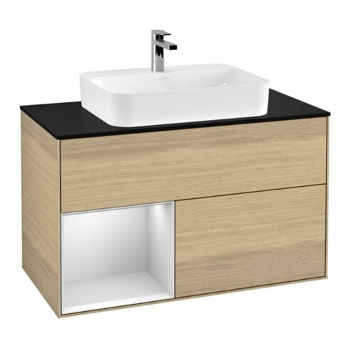 V&B Waschtischunterschrank Finion 100, Pl bla m, Reg li wh. m Lac, Oa ven