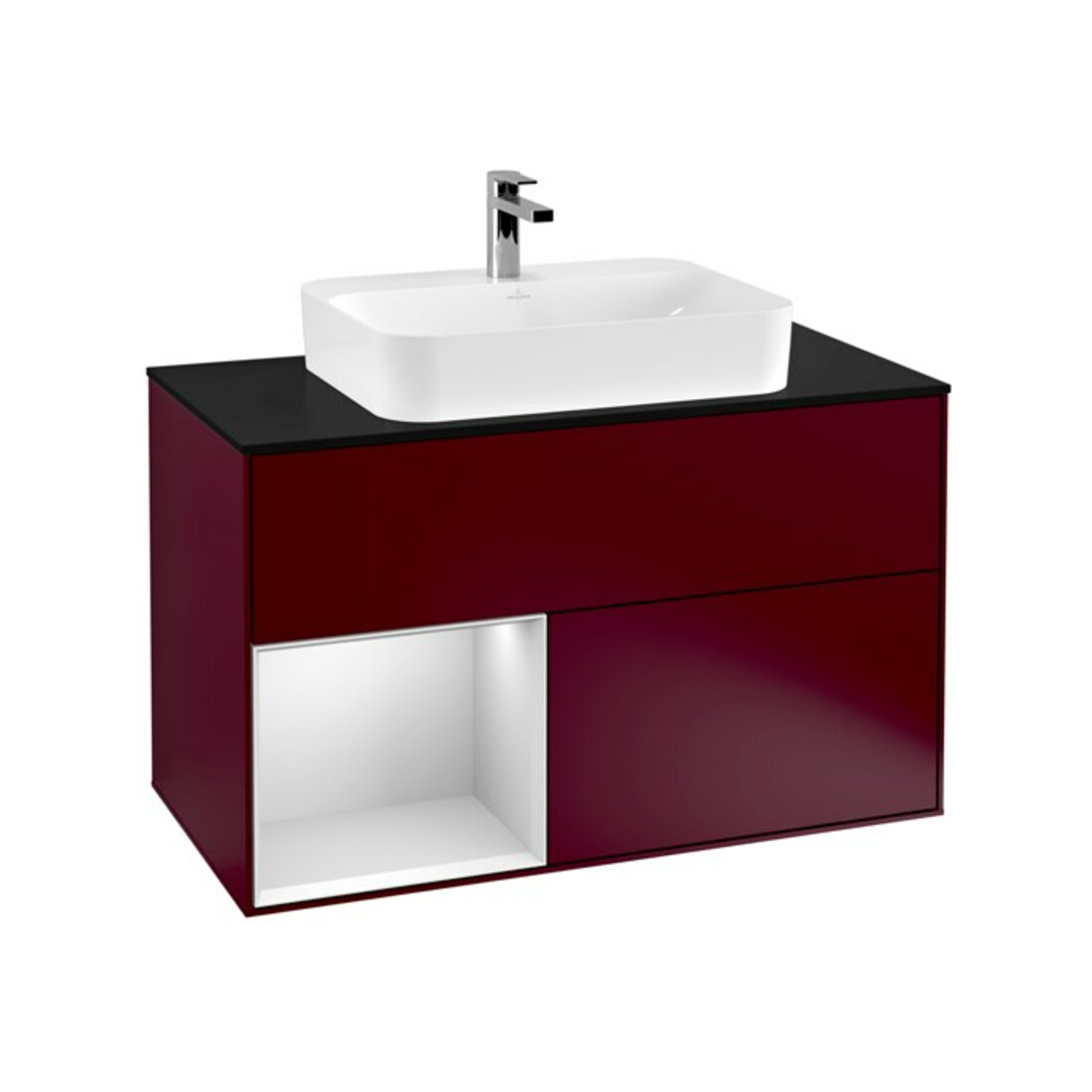 V&B Waschtischunterschrank Finion 100, Pl bla m, Reg li wh. m Lac, Peo m
