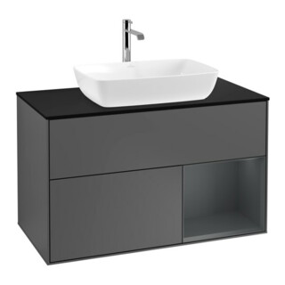 V&B Waschtischunterschrank Finion 100, Pl bla m, Reg md m Lac, Anthrac. m