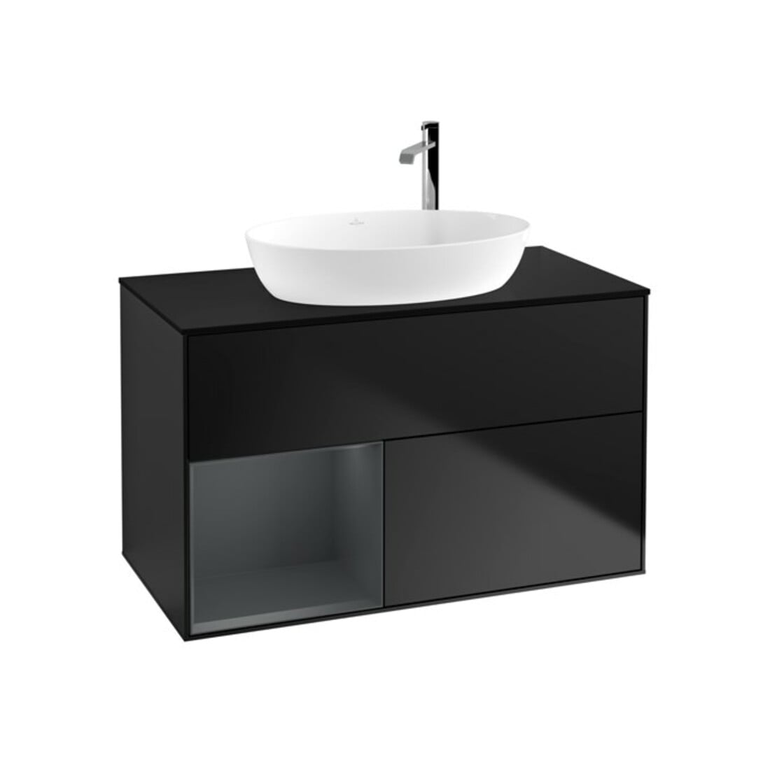 V&B Waschtischunterschrank Finion 100, Pl bla m, Reg md m Lac, bla m Lac